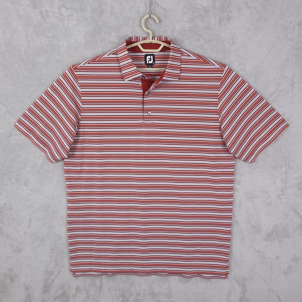 Footjoy Polo Shirt Mens Size XL Short Sleeve Striped Performance Golf Buttons